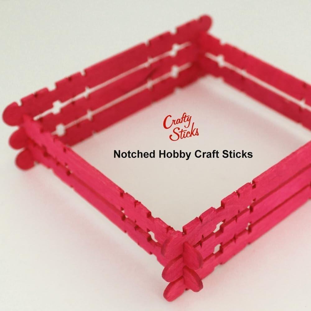 300 Pack 4.5 Inch Notched Multi-Color Wood Craft Sticks, Wooden Sawtooth Hobby - Picture 5 of 5